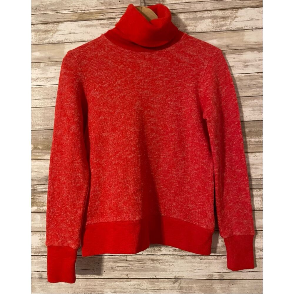 J Crew Long Sleeve Turtle Neck Red Women’s Shirt  Blouse XS 100% Cotton